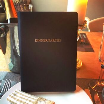 Personalised Luxury Leather Dinner Party Book, 6 of 12