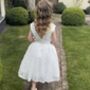 3D Floral Lace White Flower Girl Child Dress And Sash, thumbnail 8 of 12