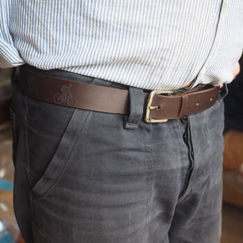 Engraved Cyclists Leather Belt, 5 of 10
