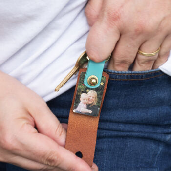 Personalised Photo Leather Keyring For Grandma, 3 of 4