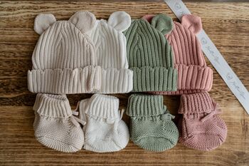 Three Piece Personalised Knitted Cardigan Baby Gift, 4 of 8