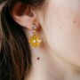 Green Daisy Sunflower Zircon Stud Drop Earrings, thumbnail 9 of 10