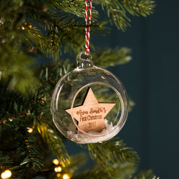 Personalised Christmas Cherry Wooden Star Bauble, 2 of 3