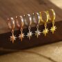 Sterling Silver Dainty Starburst Huggie Hoop Earrings, thumbnail 5 of 11