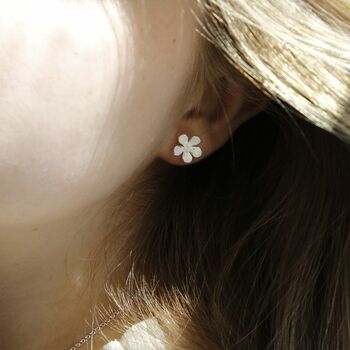 Sterling Silver Wildflower Stud Earrings, 2 of 6