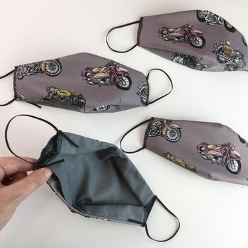 Classic Bike Unisex Reusable Face Mask Four Layers, 2 of 5