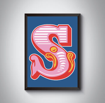 Capital S Letter Bold Carnival Initial Art Circus Print, 4 of 4