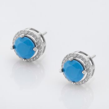 Turquoise Gemstone 925 Sterling Silver Stud Earrings, 3 of 4