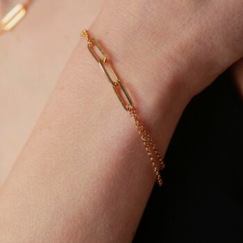 Sterling Silver Gold Plated Paperclip Bracelet, 5 of 6