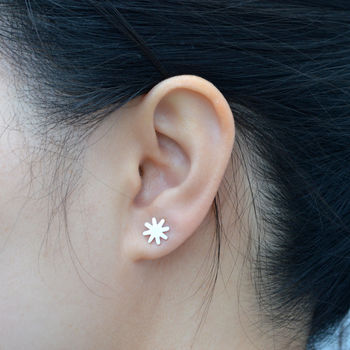 Star Earring Studs In Sterling Silver, 3 of 3