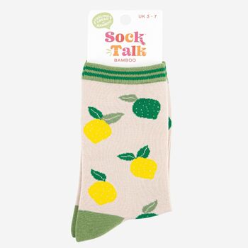 Women's Lemon And Lime Bamboo Socks, 5 of 5