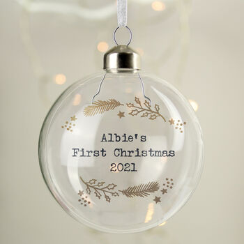 Personalised Gold Wreath Glass Bauble, 3 of 3