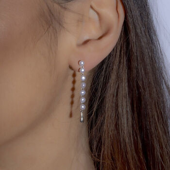 Sterling Silver Designer Royal Pearl Drop Earrings, 2 of 5
