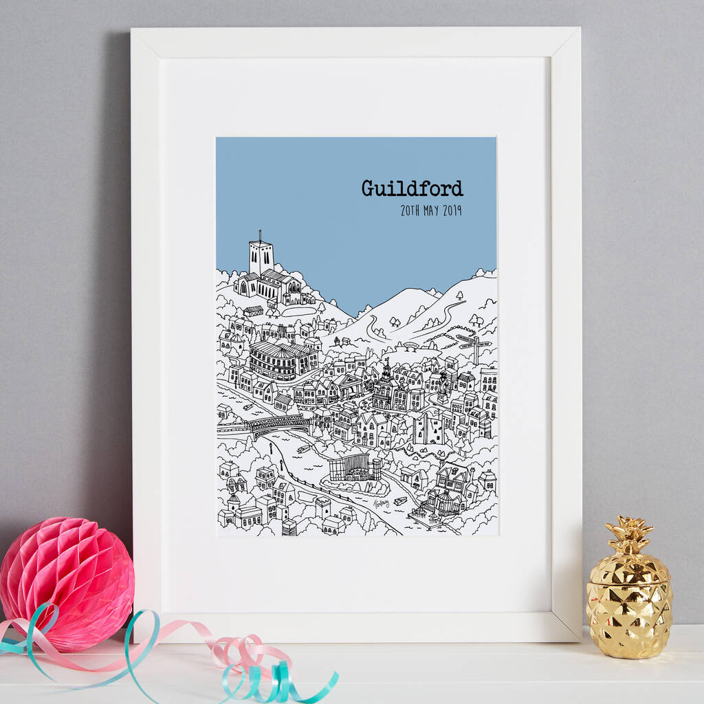 personalised guildford print by tessa galloway illustration