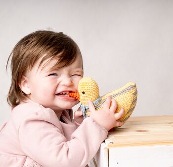 Handmade Duck Stripy Yellow Fair Trade Toy, 3 of 6