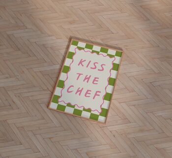 Kiss The Chef Wall Art Print Kitchen Poster, 2 of 10