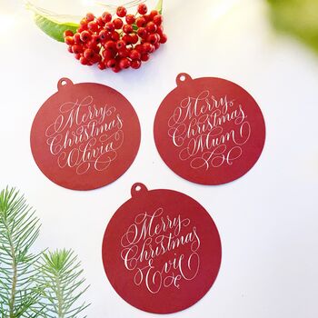 Personalised Calligraphy Bauble Gift Tag, 4 of 6