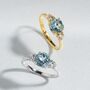 Blue Topaz Three Stone Ring In Silver And Gold Vermeil, thumbnail 1 of 8