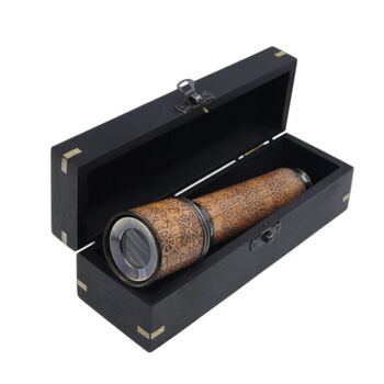 Custom 16 Inch Gunmetal And Dark Leather Telescope, 2 of 9