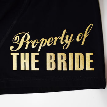Personalised, Property Of The Bride, Groom Black Boxers, 9 of 10
