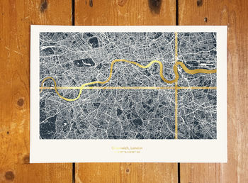 Personalised Metallic London Coordinates Map, 4 of 10