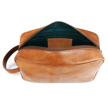 'Stanley' Men's Leather Wash Bag In Tan, 9 of 9
