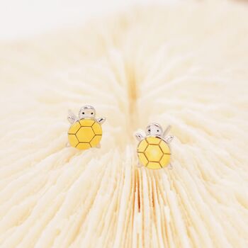 Cute Little Turtle Stud Earrings In Sterling Silver, 2 of 10