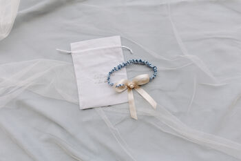 Personalised Pearl Cluster Blue Wedding Garter, 10 of 10