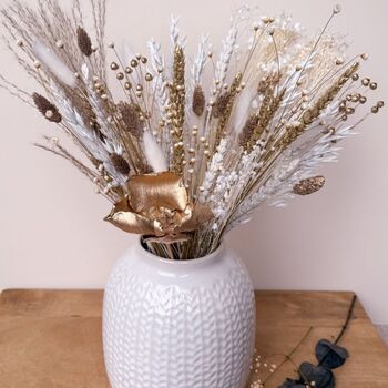 White And Gold Christmas Dried Flower Arrangement, 2 of 3