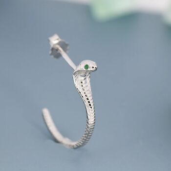 Cobra Snake Stud Earrings In Sterling Silver, 2 of 11
