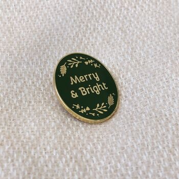 Merry And Bright Traditional Enamel Pin Badge, 7 of 11