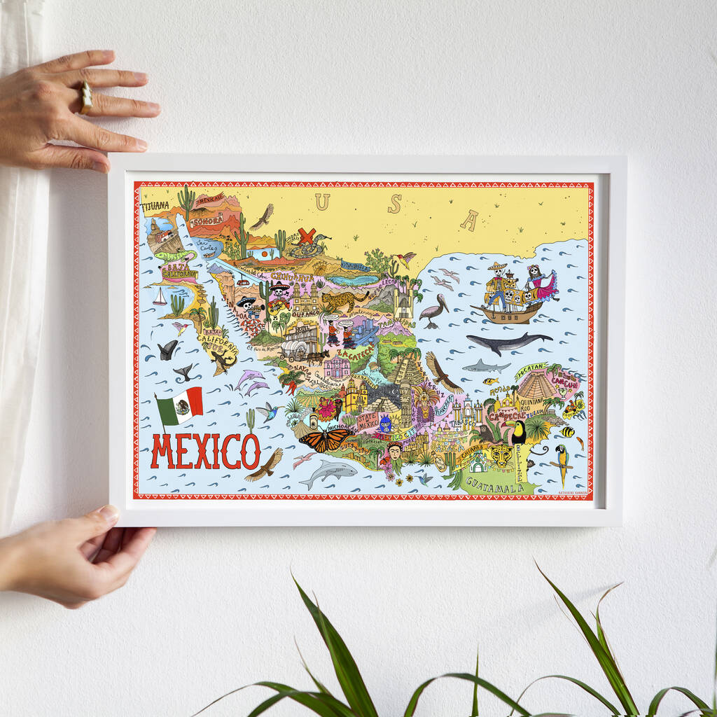 Mexico Illustrated Map Print, 1 of 4