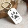 Stainless Steel Personalised Dogtag Keyring With Paw Prints, thumbnail 1 of 6