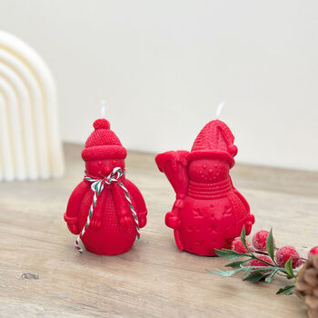 Festive Red Snowman Christmas Candle Decoration, 4 of 6