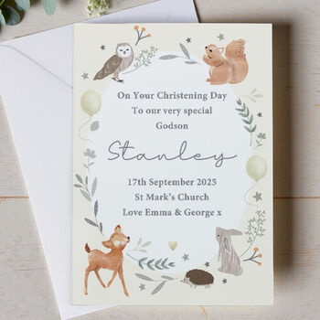 Personalised Woodland Animals New Baby Card, 2 of 5