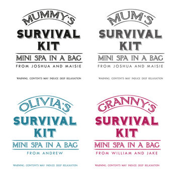 Personalised 'Spa In A Bag' Survival Kit Gift Set, 5 of 8