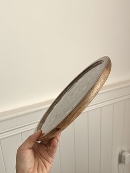 Mango Wood Round Serving Platter Tray, Chip And Dip, 10 of 13