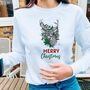 Merry Christmas Sweatshirt With Reindeer, thumbnail 3 of 5
