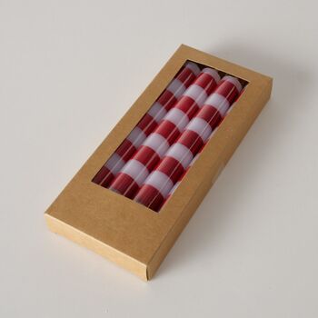 Red Striped Taper Dinner Candles : Set Of Four, 4 of 4