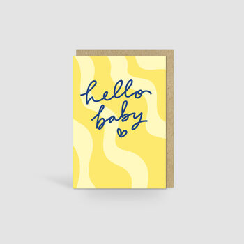 Hello Baby Wavy Pastel Yellow Card, 2 of 2