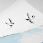 Swallow Silver Stud Earrings On A Gift Card, thumbnail 3 of 10