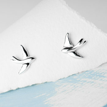 Swallow Silver Stud Earrings On A Gift Card, 3 of 10