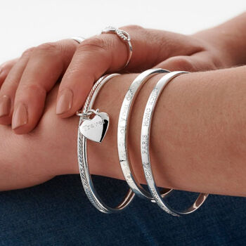 Personalised Sterling Silver Hinged Bangle, 2 of 10