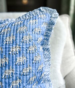 Handmade Block Print Heirloom Elephant Quilt, 8 of 10