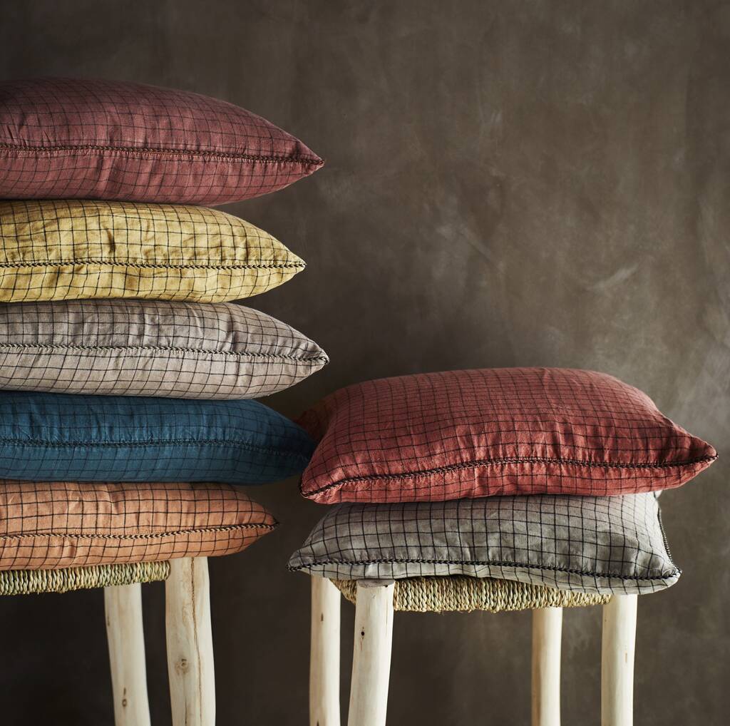 Colourful Checked Linen Cushions, 1 of 5