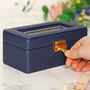 Luxury Blue Faux Leather Trio Watch Box, thumbnail 1 of 11