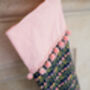 Pink And Navy Floral Print Christmas Stocking, thumbnail 2 of 8