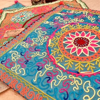 Vibrant Embroidered Bohemian Hippie Cushion Covers, 9 of 11