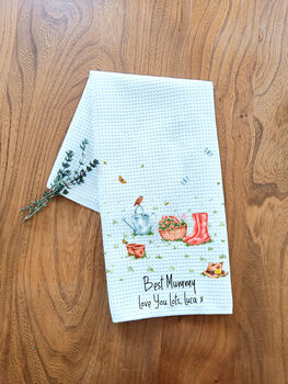 Personalised Floral Garden Tea Towel, 4 of 4