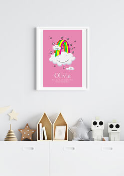 Personalised 'Smiling Cloud And Rainbow Print', 3 of 3